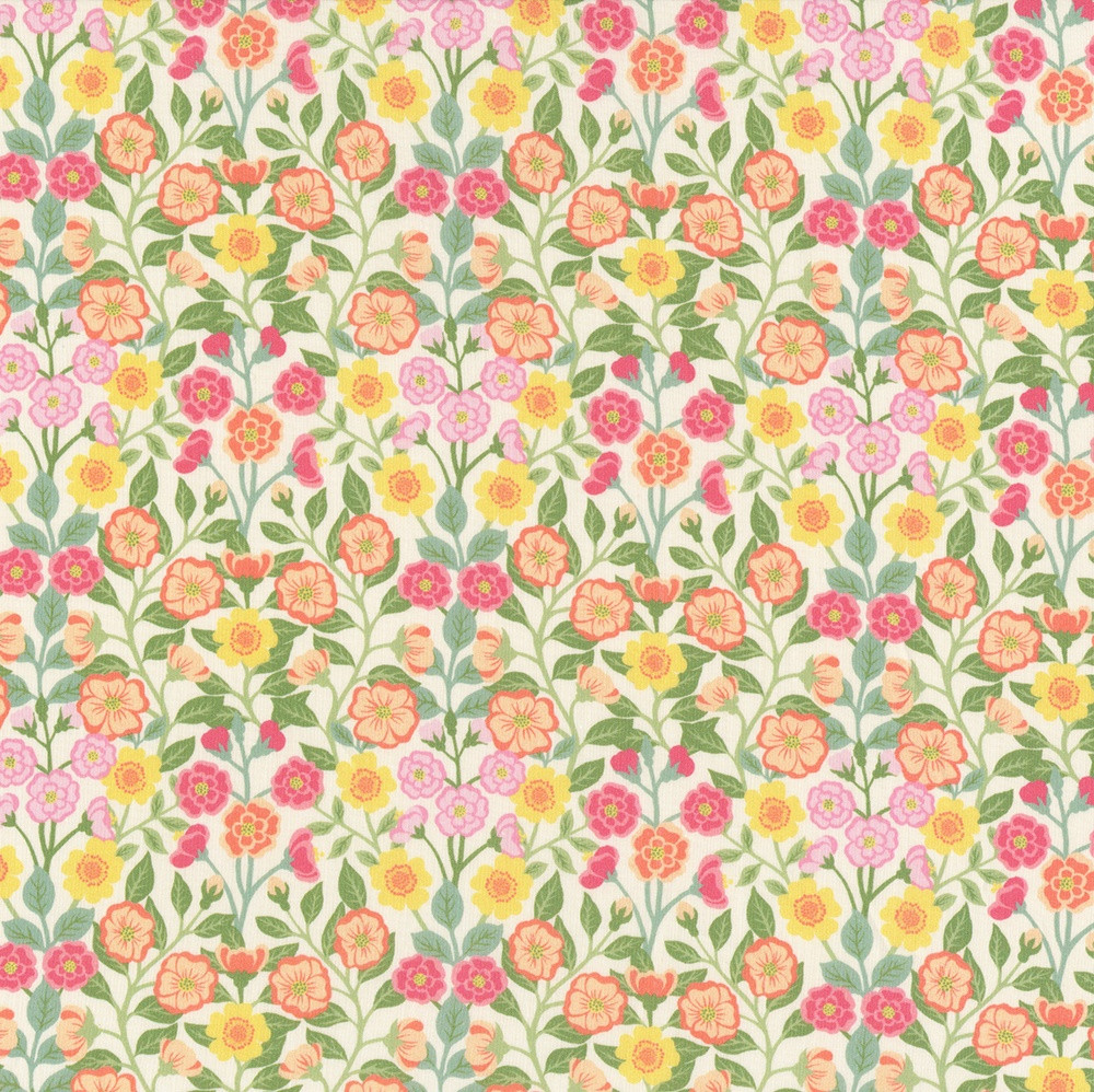 Liberty Fabrics Viger's Sketch Tana Lawn Pink Green Yellow William
